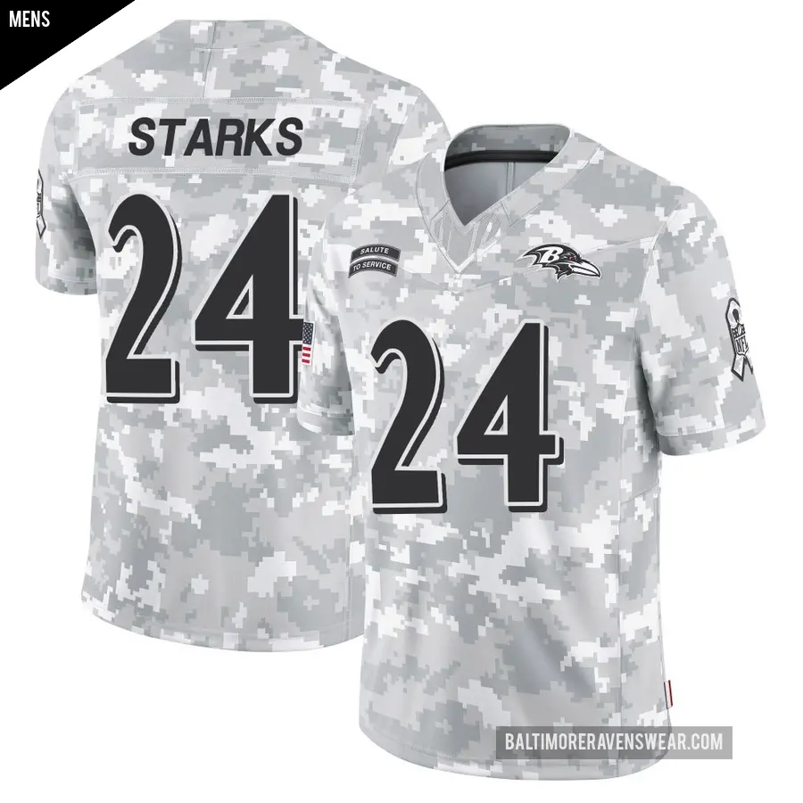 Men's Baltimore Ravens ＃24 Malaki Starks Arctic Camo Limited 2024 Salute to Service Jersey