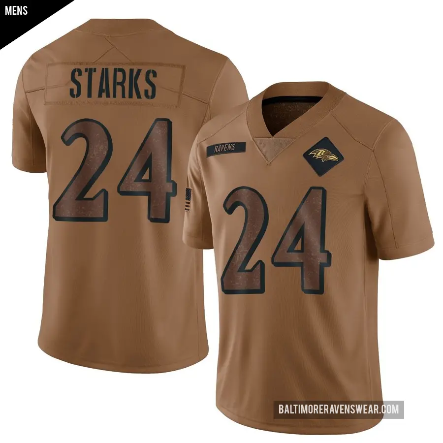 Men's Baltimore Ravens ＃24 Malaki Starks Brown Limited 2023 Salute To Service Jersey