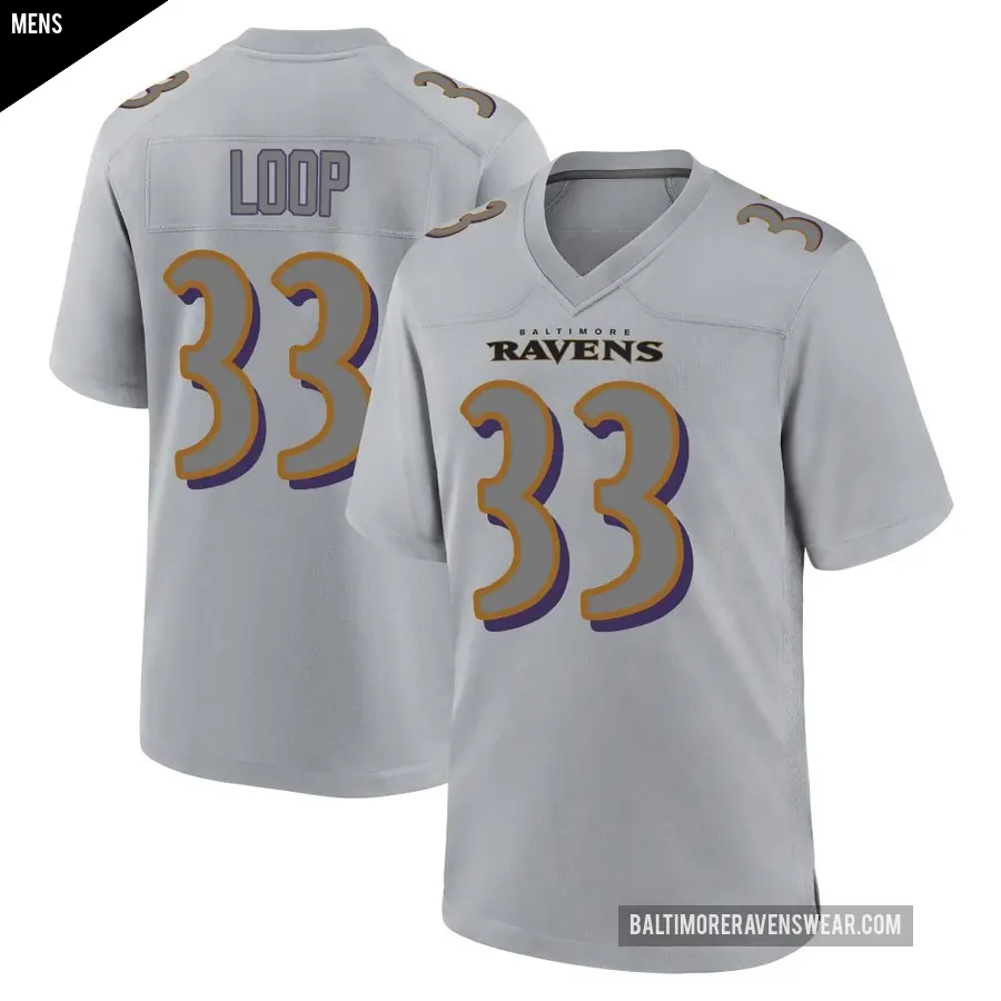 Men's Baltimore Ravens ＃33 Tyler Loop Gray Game Atmosphere Fashion Jersey