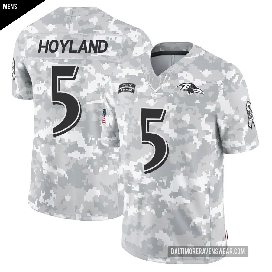 Men's Baltimore Ravens ＃5 John Hoyland Arctic Camo Limited 2024 Salute to Service Jersey