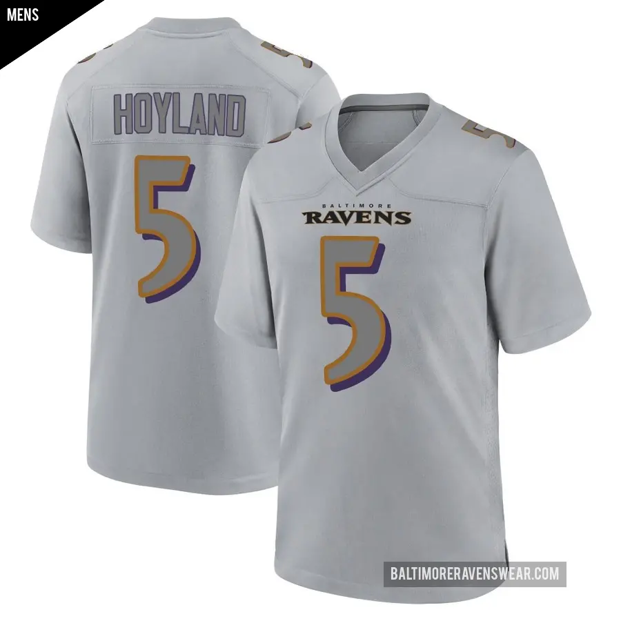 Men's Baltimore Ravens ＃5 John Hoyland Gray Game Atmosphere Fashion Jersey