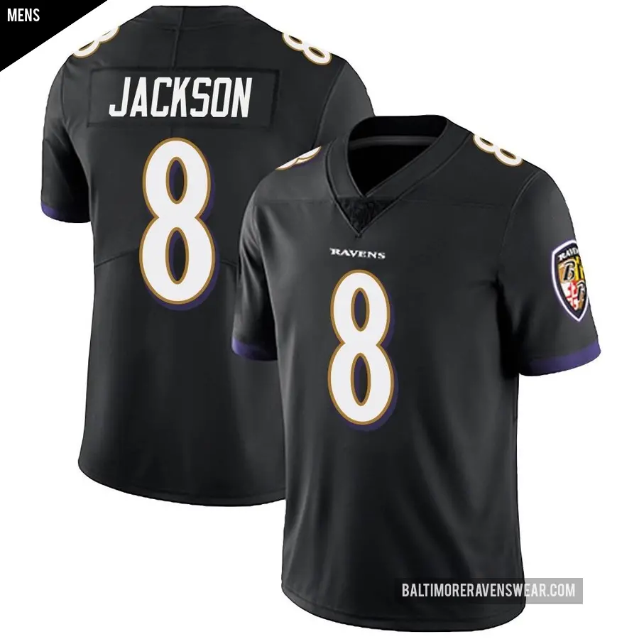 Men's Baltimore Ravens ＃8 Lamar Jackson Black Limited Alternate Vapor Untouchable Jersey