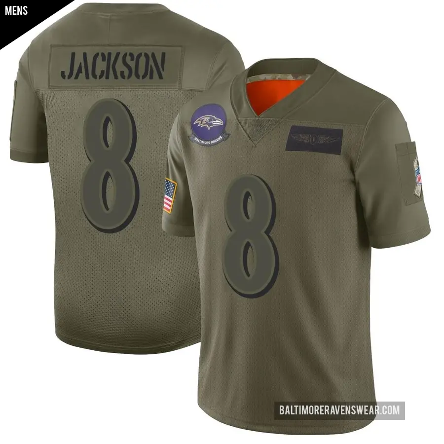 Men's Baltimore Ravens ＃8 Lamar Jackson Camo Limited 2019 Salute to Service Jersey