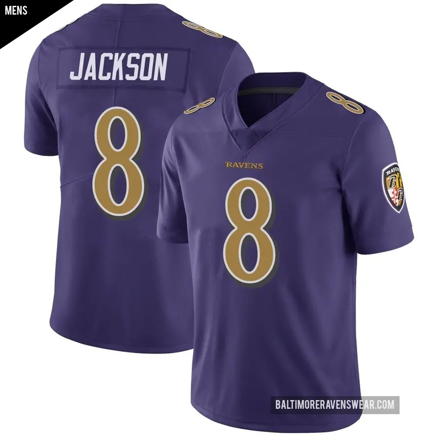 Men's Baltimore Ravens ＃8 Lamar Jackson Purple Limited Color Rush Vapor Untouchable Jersey