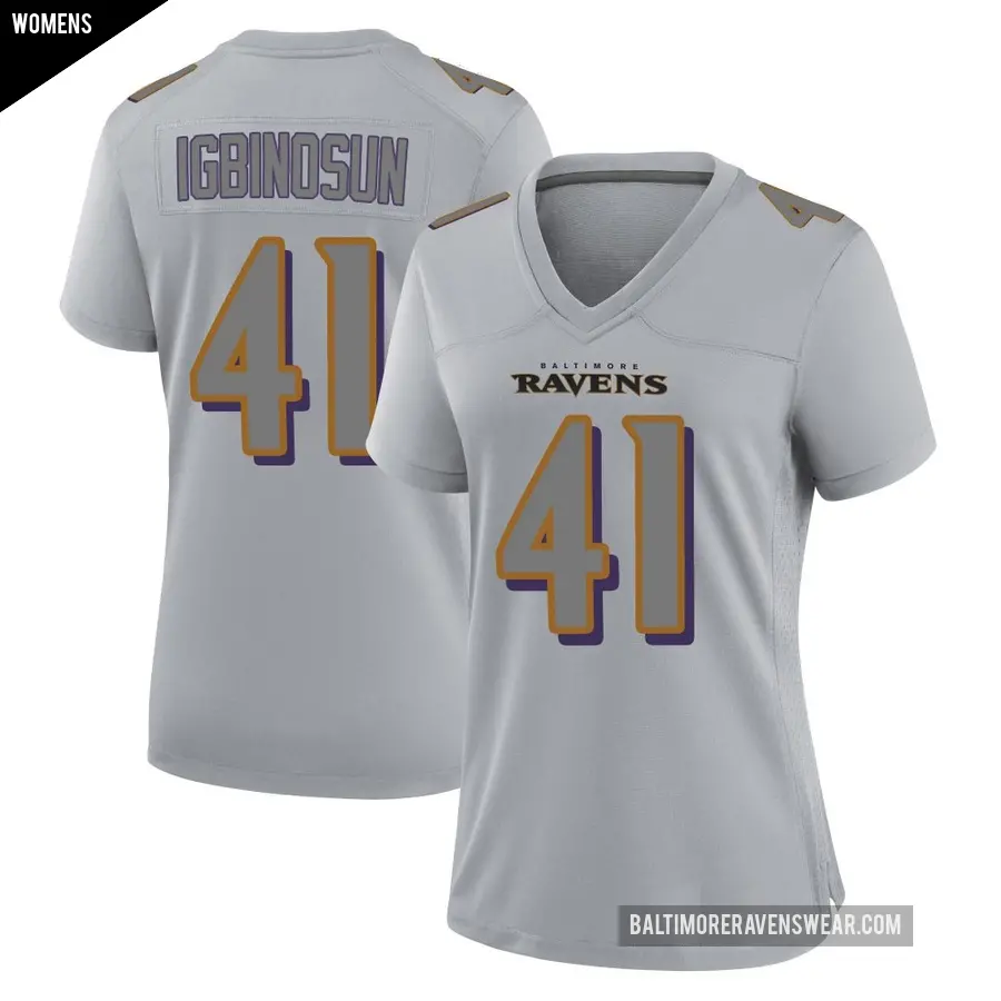 Women's Baltimore Ravens ＃41 Desmond Igbinosun Gray Game Atmosphere Fashion Jersey