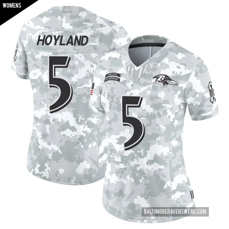 Women's Baltimore Ravens ＃5 John Hoyland Arctic Camo Limited 2024 Salute to Service Jersey
