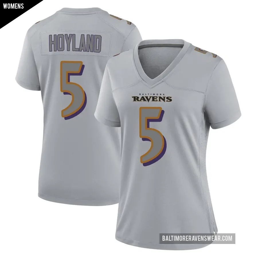 Women's Baltimore Ravens ＃5 John Hoyland Gray Game Atmosphere Fashion Jersey