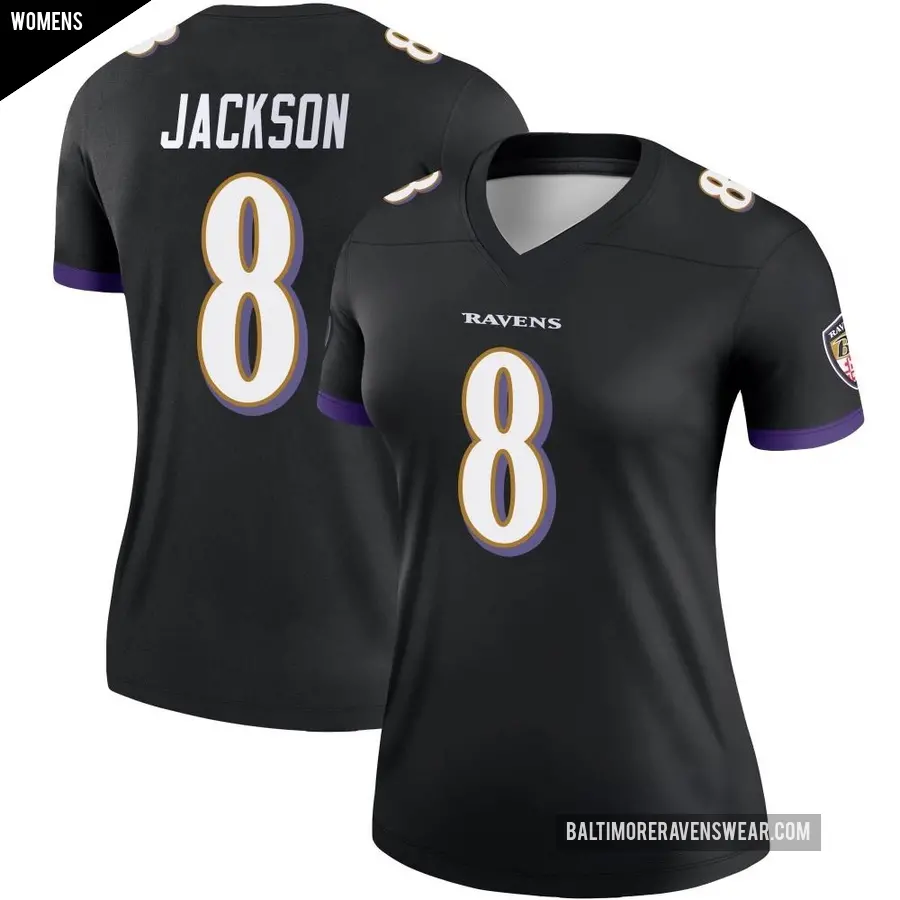Women's Baltimore Ravens ＃8 Lamar Jackson Black Legend Jersey