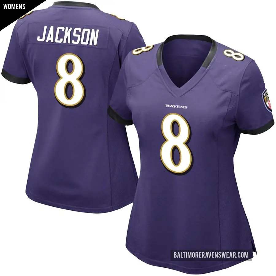 Women's Baltimore Ravens ＃8 Lamar Jackson Purple Limited Team Color Vapor Untouchable Jersey