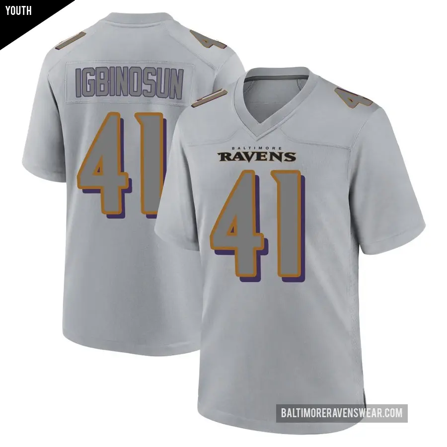 Youth Baltimore Ravens ＃41 Desmond Igbinosun Gray Game Atmosphere Fashion Jersey