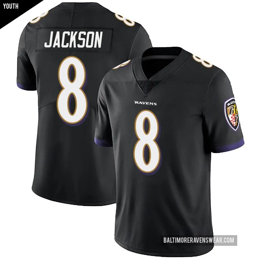 Youth Baltimore Ravens ＃8 Lamar Jackson Black Limited Alternate Vapor Untouchable Jersey