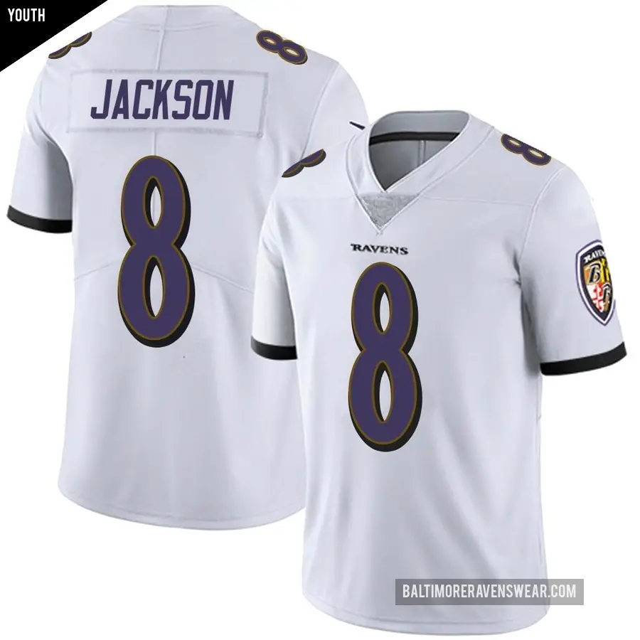 Youth Baltimore Ravens ＃8 Lamar Jackson White Limited Vapor Untouchable Jersey